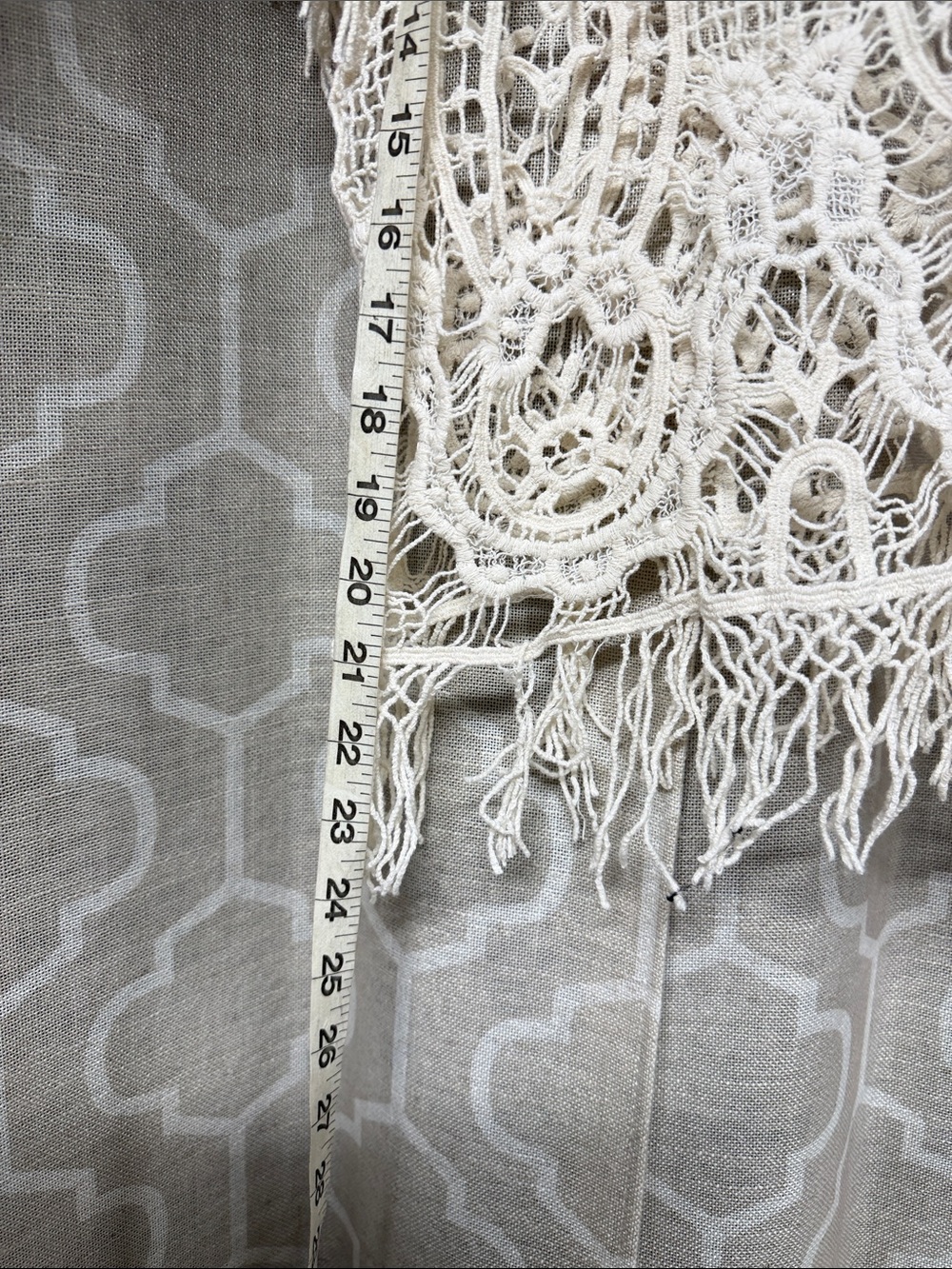 Roommates Cream Crochet Fringe Overlay Top large - Picture 5 of 6